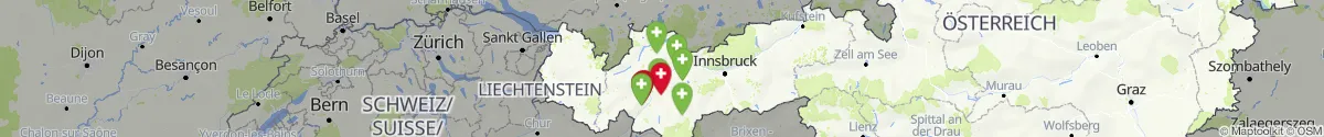 Kartenansicht für Apotheken-Notdienste in der Nähe von Landeck (Landeck, Tirol)